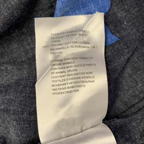 MCQ by ALEXANDER MCQUEEN Size 42 Black Blue Birds Cotton Long Sleeve Shirt