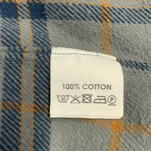 DRIES VAN NOTEN Size L Blue Yellow Plaid Cotton Western Long Sleeve Shirt
