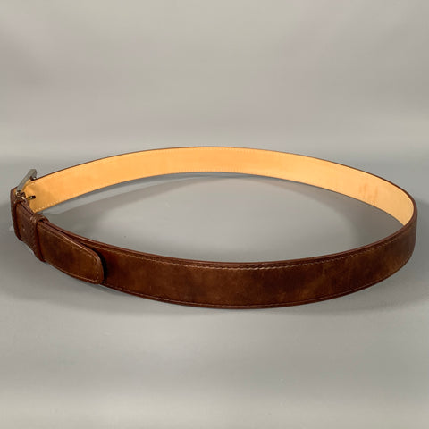 JOHN LOBB Size 42 Brown Crackled Leather Belt