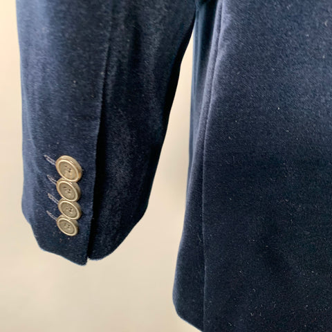 EMPORIO ARMANI Size 48 Navy Velvet Cotton Notch Lapel Sport Coat