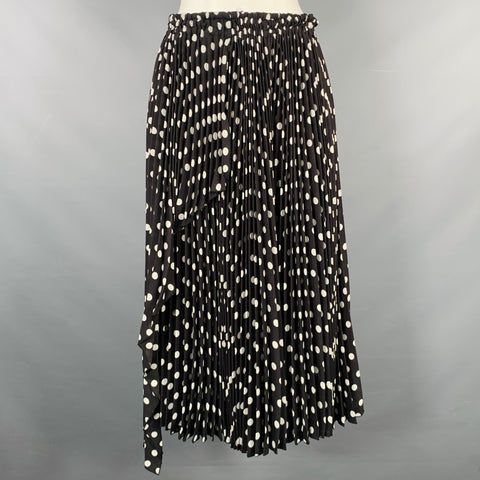 MARC JACOBS Size 2 Black White Polyester Polka Dot A-Line Skirt