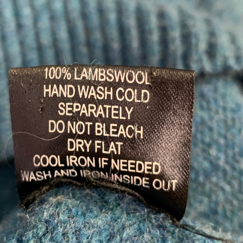 BROOKLYN INDUSTRIES Size L Blue Grey Knit Lambswool Half Placket Sweater