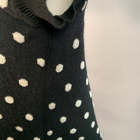 ESCADA Taille M Noir Blanc Mélange Viscose Pois Ensemble 2 pièces Cardigan