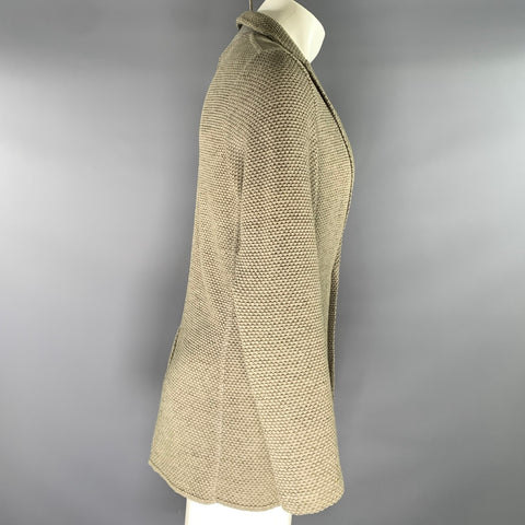 LARDINI Size M Green Olive Knit Cotton flax Notch Lapel Jacket