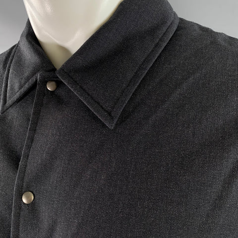 VISVIM Size M Grey Charcoal Stripe Wool Linen Silk Down Filled Jacket