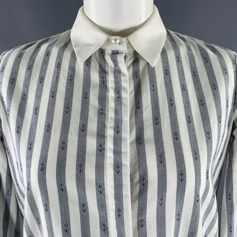 MAISON KITSUNE SS15 Size S White Grey Cotton Nautical Shirt Dress