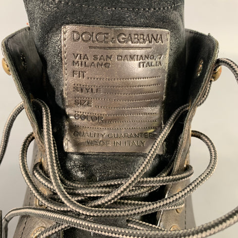 DOLCE & GABBANA Size 12 Brown Black Wingtip Leather Hike Boots