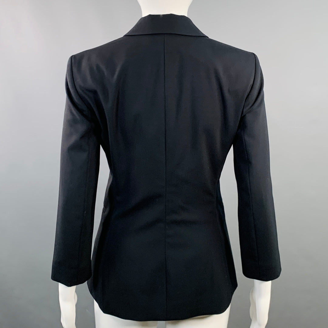 THE ROW Size 4 Schoolboy Navy Virgin Wool Blend Notch Lapel Jacket Blazer