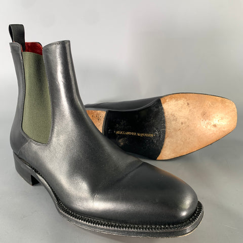 ALEXANDER MCQUEEN Size 8 Black Leather Chelsea Boots