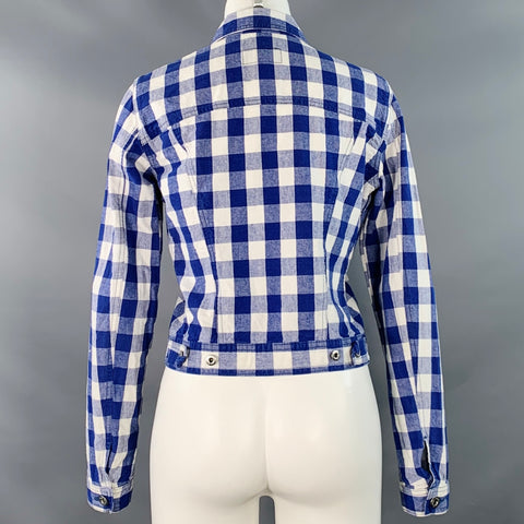 D&G by DOLCE & GABBANA Size S Blue White Cotton Gingham Jacket Blazer