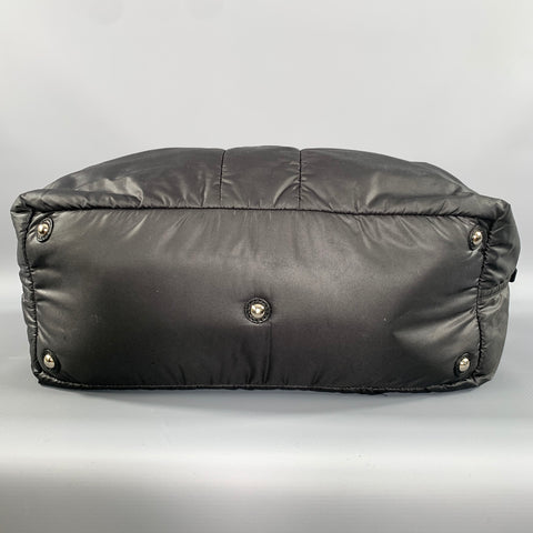 YVES SAINT LAURENT Black Quilted Leather Trim Nylon Bag
