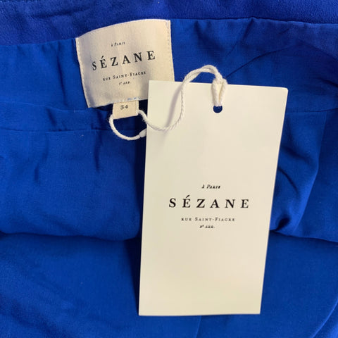 SEZANE Size 2 Blue Goat Suede Belted Mini Skirt