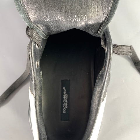 DOLCE & GABBANA Size 10 Black White Leather Sneakers