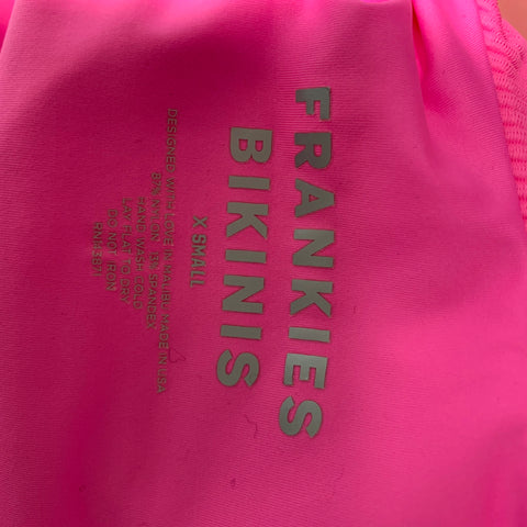 FRANKIES BIKINIS Size XS Pink Nylon Spandex Ribbed Swimsuit