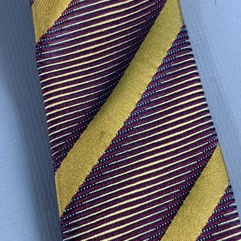 LUCIANO BARBERA Purple Olive Diagonal Stripe Jacquard Silk Tie