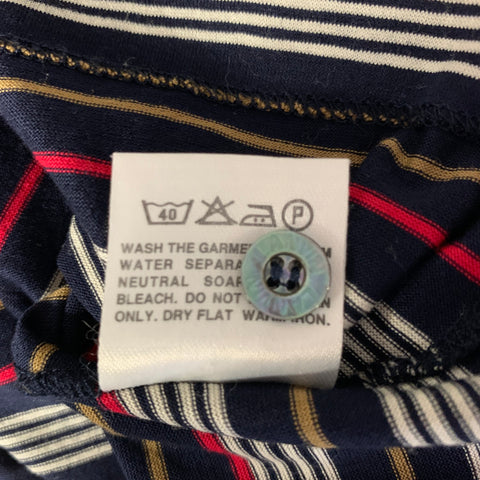 LANVIN Size M Navy Beige Red White Horizontal Stripe Cotton Polo
