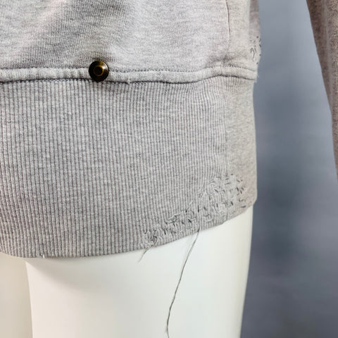 YVES SAINT LAURENT Taille M Sweat-shirt clouté vieilli en coton gris chiné