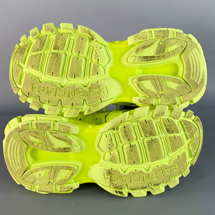 BALENCIAGA Size 6 Track 3 Green Neon Nylon Chunky Sneakers