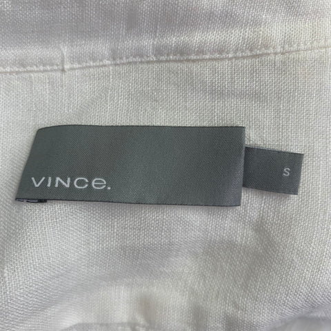 VINCE Size S White Linen One Pocket Short Sleeve Shirt