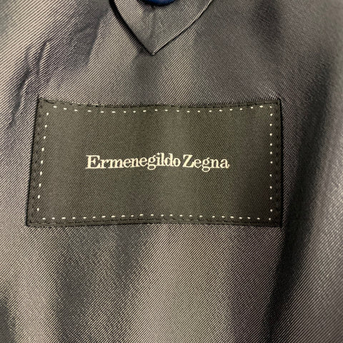 ERMENEGILDO ZEGNA Size 46 Grey White Window Pane Wool Notch Lapel Suit