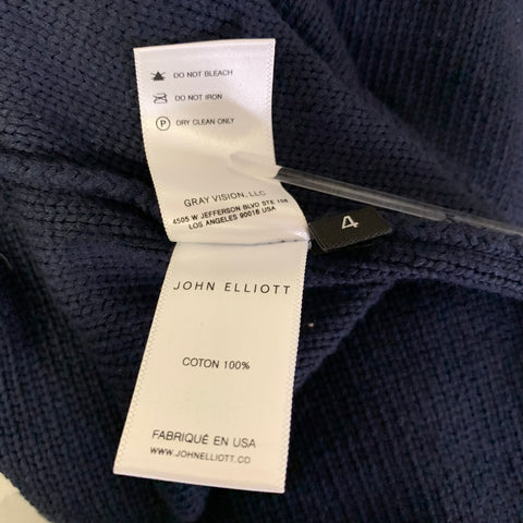 JOHN ELLIOTT Size XL Navy Knit Cotton Cape Cardigan