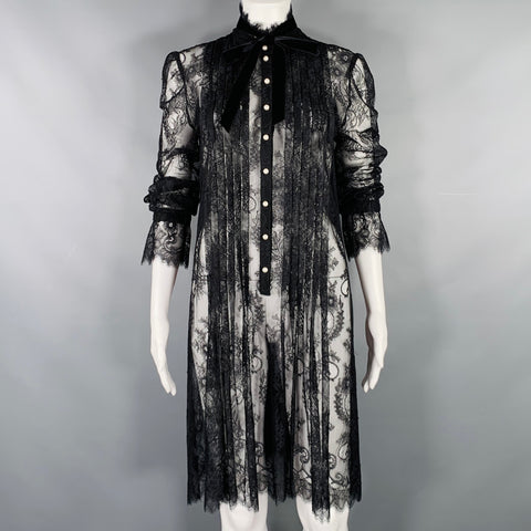 PHILOSOPHY di LORENZO SERAFINI Size 6 Black Lace Bow Dress