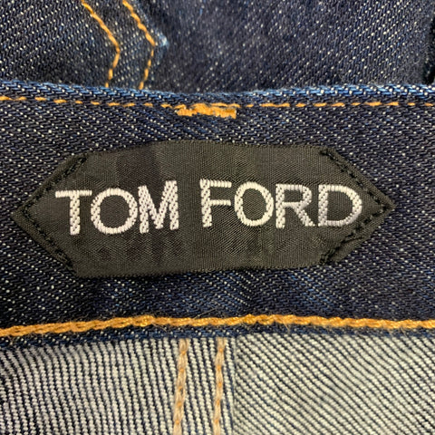TOM FORD Size 32 Blue Indigo Cotton Blend Slim Fit Button Fly Jeans