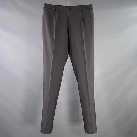 DOLCE & GABBANA Size 30 Charcoal Grey Wool Silk Flat Front Zip Fly Dress Pants