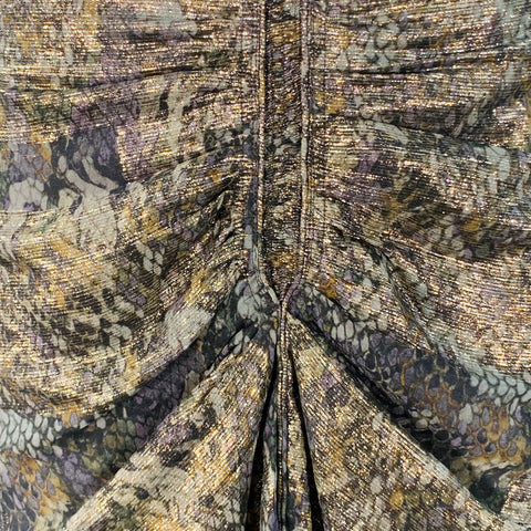 ISABEL MARANT Size S Gold Grey Silk Blend Snake Print Ruched Skirt