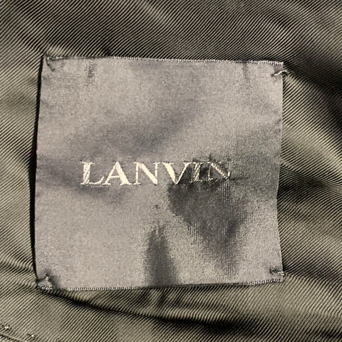 LANVIN Size 44 Regular Black Silk Cashmere Blend Peak Lapel Suit