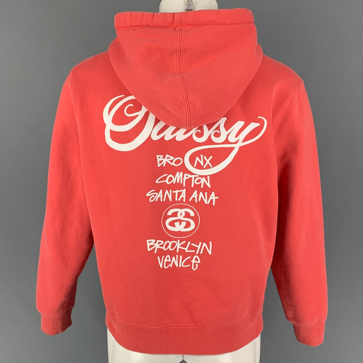 STUSSY x DSM x CDG Size S Peach Graphic Cotton Hooded Sweatshirt