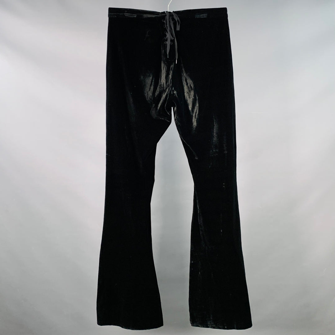 JEAN PAUL GAULTIER Size M Black Velvet Rayon Silk Blend Flared