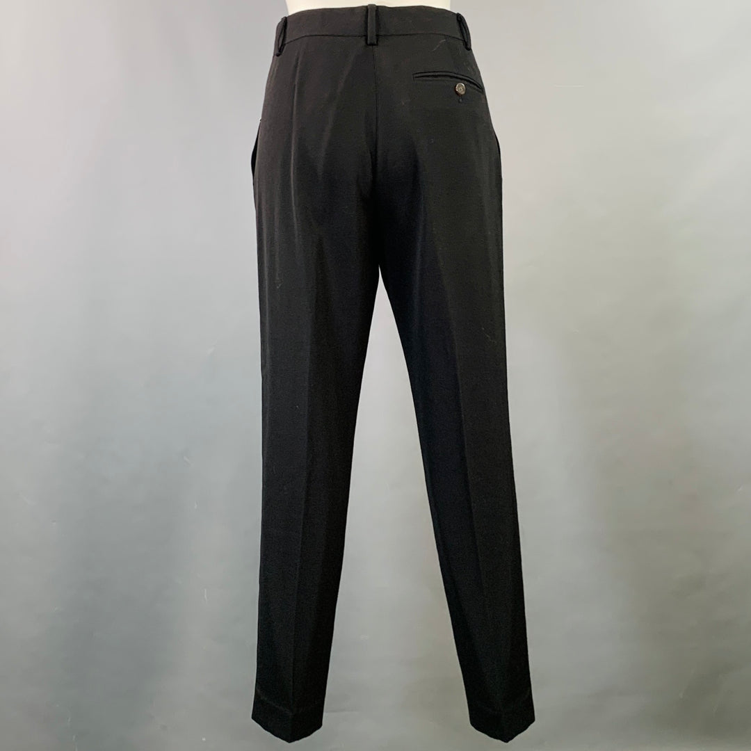 PAUL SMITH Size 2 Black Wool Twill Pleated Tapered Dress Pants