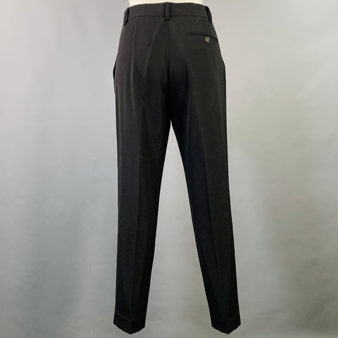 PAUL SMITH Size 2 Black Wool Twill Pleated Tapered Dress Pants