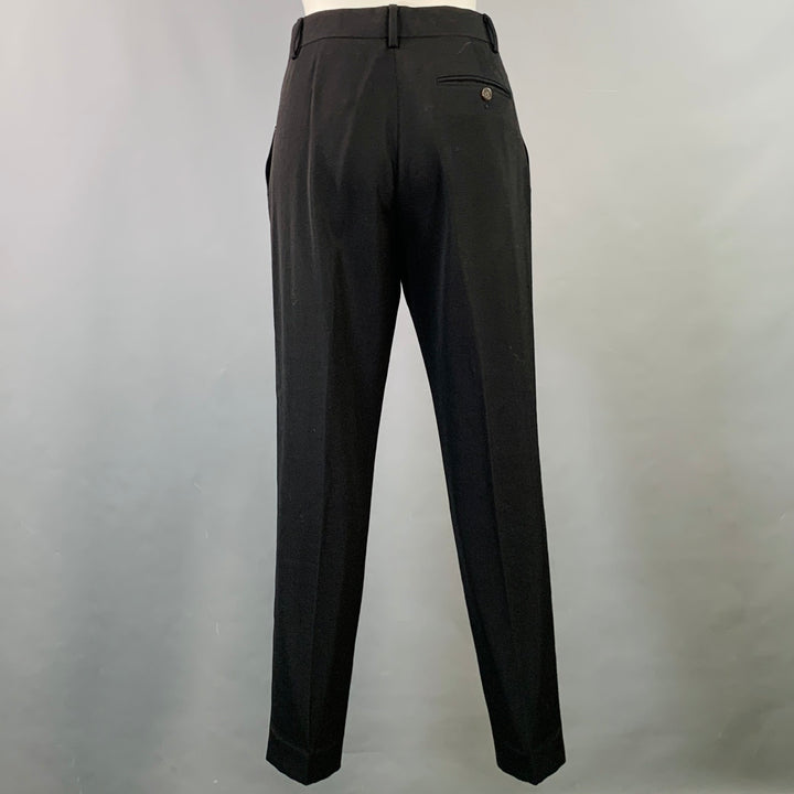 PAUL SMITH Size 2 Black Wool Twill Pleated Tapered Dress Pants