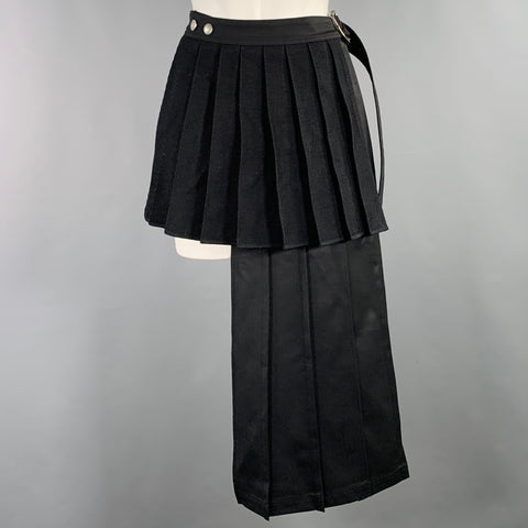 ADSB ANDERSSON BELL Size 4 Black Pleated Asymmetrical Belted Wrap Skirt