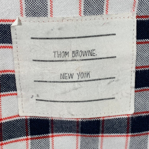 THOM BROWNE Size S White Black Red Oxford Checkered Cotton Long Sleeve Shirt