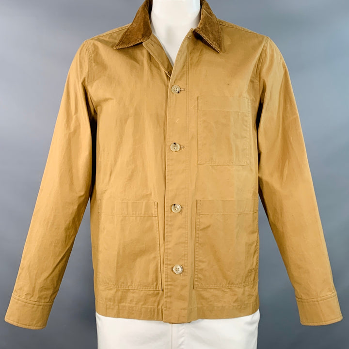 A.P.C. Size L Tan Brown Cotton Corduroy Collar Button Up Jacket