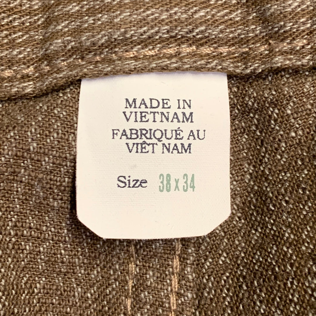 RRL by RALPH LAUREN Size 38 Brown Beige Stripe Cotton Button Fly Casual Pants