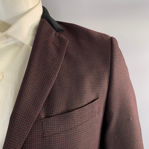 TALLIA Chest Size 40 Purple Black Houndstooth Rayon &  Polyester Sport Coat