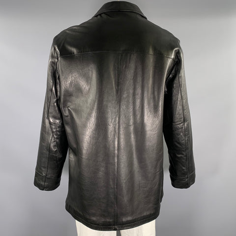 KENNETH COLE Chest Size Size XL Black Leather Coat