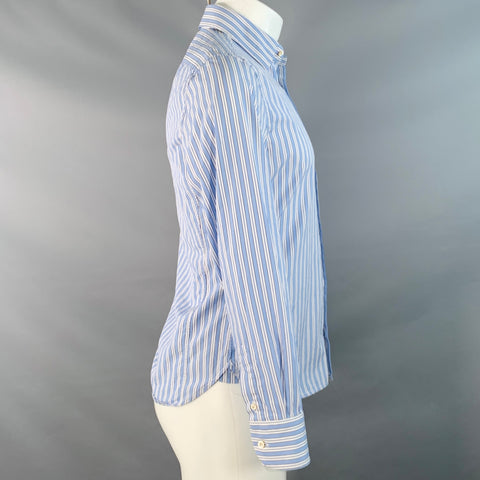 GUCCI Size S Blue White Stripe Cotton Point Collar Long Sleeve Shirt