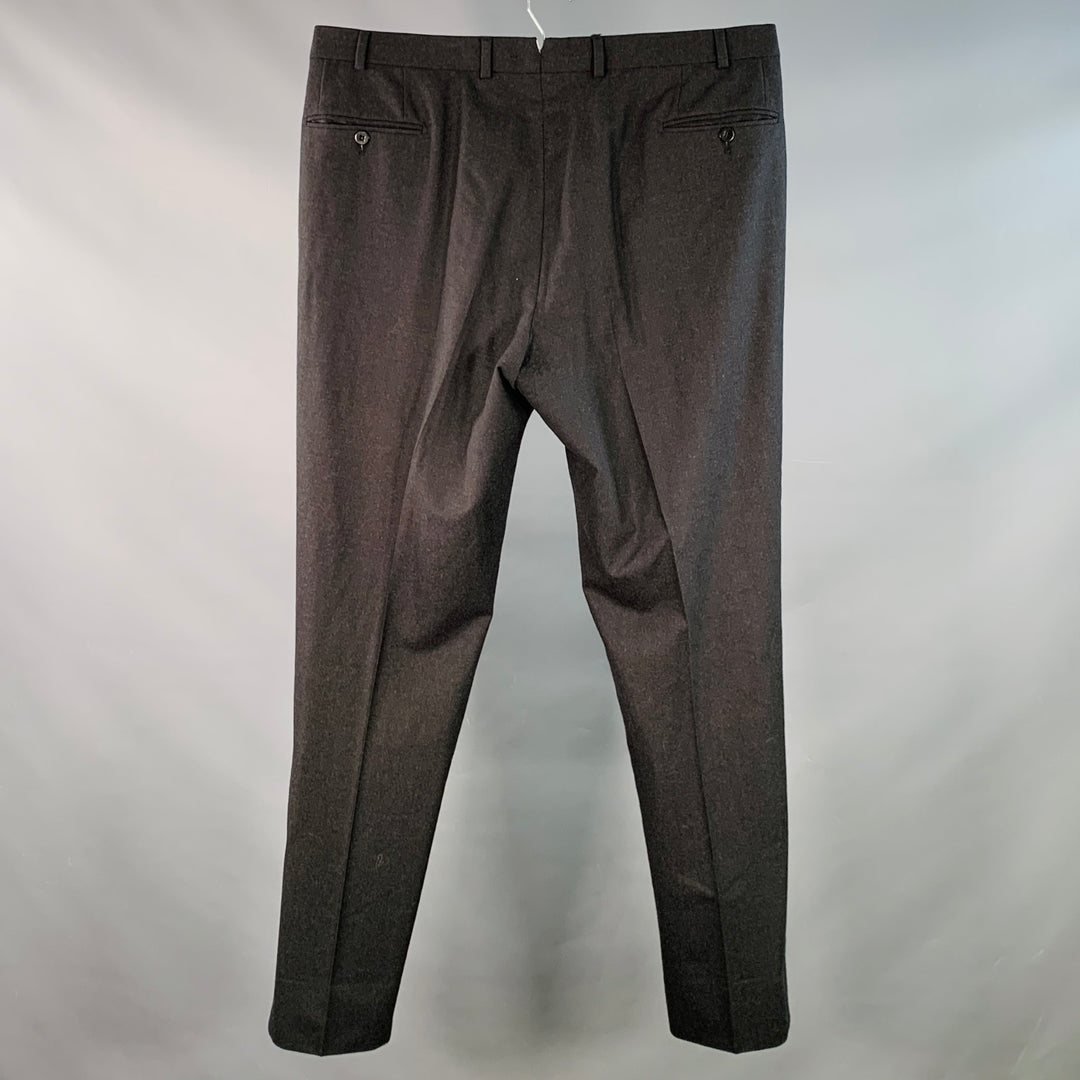 ISAIA Size 39 Grey Charcoal Wool Zip Fly Dress Pants