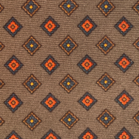 LUCIANO BARBERA Brown Red Diamond Silk Tie