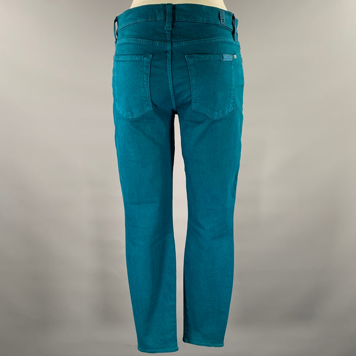 FOR ALL 7 MANKIND Size 30 Teal Cotton Denim Slim Pants