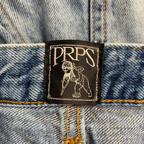 PRPS Size 28 El Camino Blue Cotton Distressed Tapered Jeans