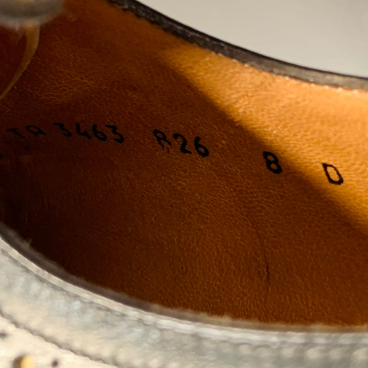 SALVATORE FERRAGAMO Size 9 Black Ivory Leather Spectator Wingtip Lace-Up Shoes