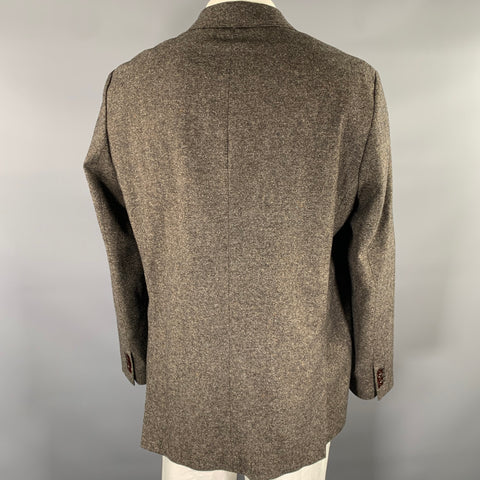ACNE Chest Size XL Brown White Heather Wool Blend Double Breasted Coat
