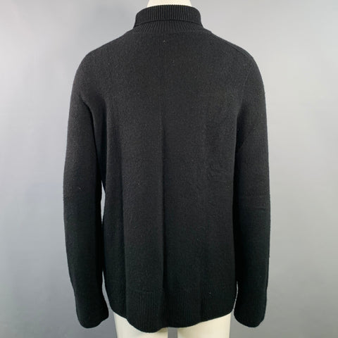 THE ROW Size L Black Wool Knit High Neck Sweater