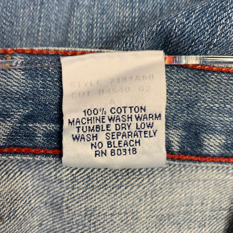 LUCKY BRAND Size 29 Blue Distressed Cotton Straight Button Fly Jeans